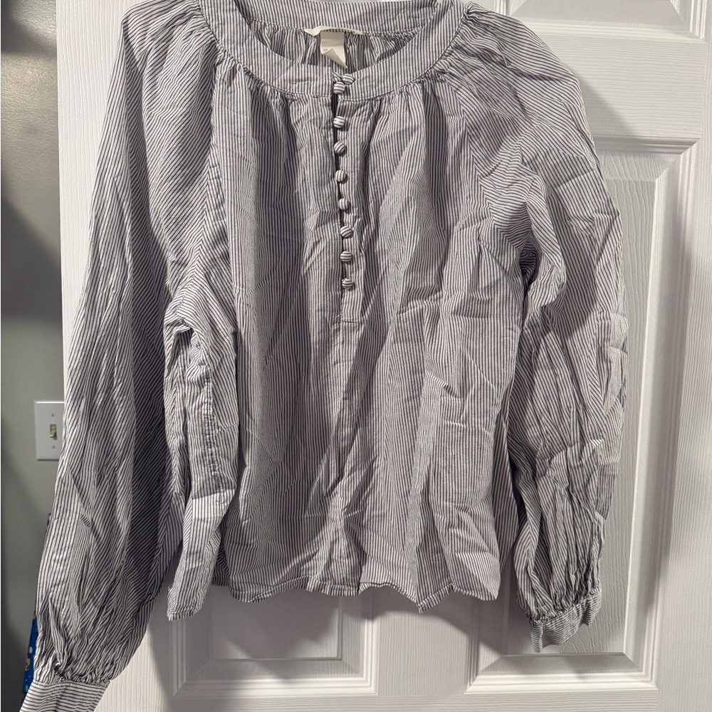 H&M Navy and White Striped Shirt